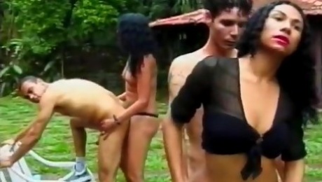 Dude And She-male Fucking Each Other Outdoors