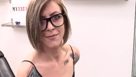 Hot blonde Leah Luv came in to have her hand tattoo done and of course some cock