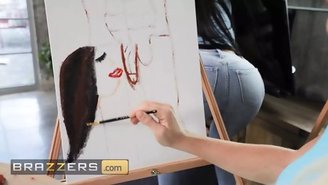 Robbin Banx & MJ Fresh Are Attending A Sip & Paint Class But They Can't Get Their Eyes Off The Model's Cock - BRAZZERS