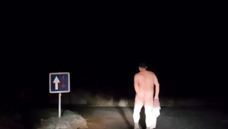 She Nude on road