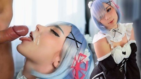 Sexy Maid Rem Sucks and Hard Fucks First Time with Subaru to Cum in Mouth - Cosplay re:Zero