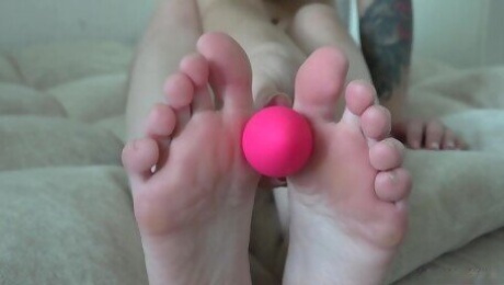 My first footjob with small toy