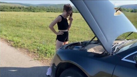 Broke down on the road. Fucked in the ass and cum inside.