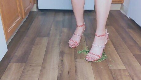 more cucumber stomping in high heels!