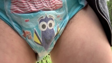 Bella ABDL diaper mess public outdoors