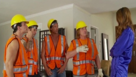 WhiteGhetto Horny Housewife Gangbanged by Construction Workers