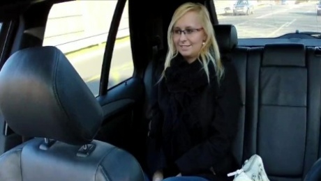 FakeTaxi Taxi driver fucks glasses blonde on backseat